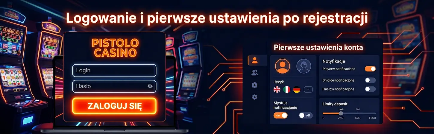 Logowanie i pierwsze ustawienia konta w Pistolo Casino – przewodnik dla graczy z Polski.